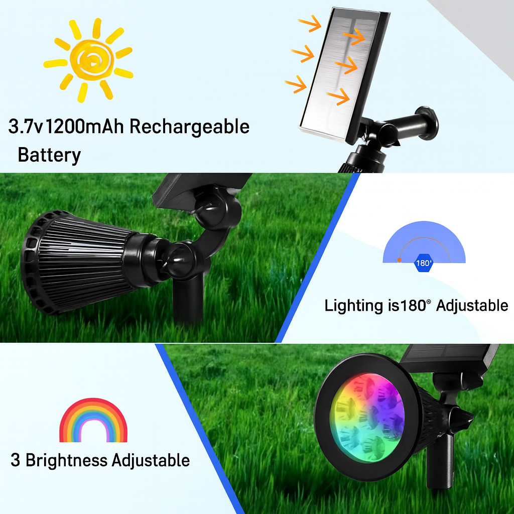 9-LED solar spotlight - outdoor spotlight with IP65 protection