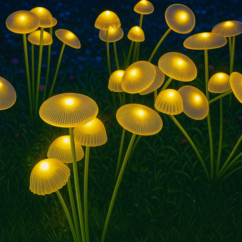 Solar Quallen Gartenlichter – 6-LED Pilz Bodenstecker mit 600 mAh Akku, atmosphärische Außenbeleuchtung für Garten & Rasen