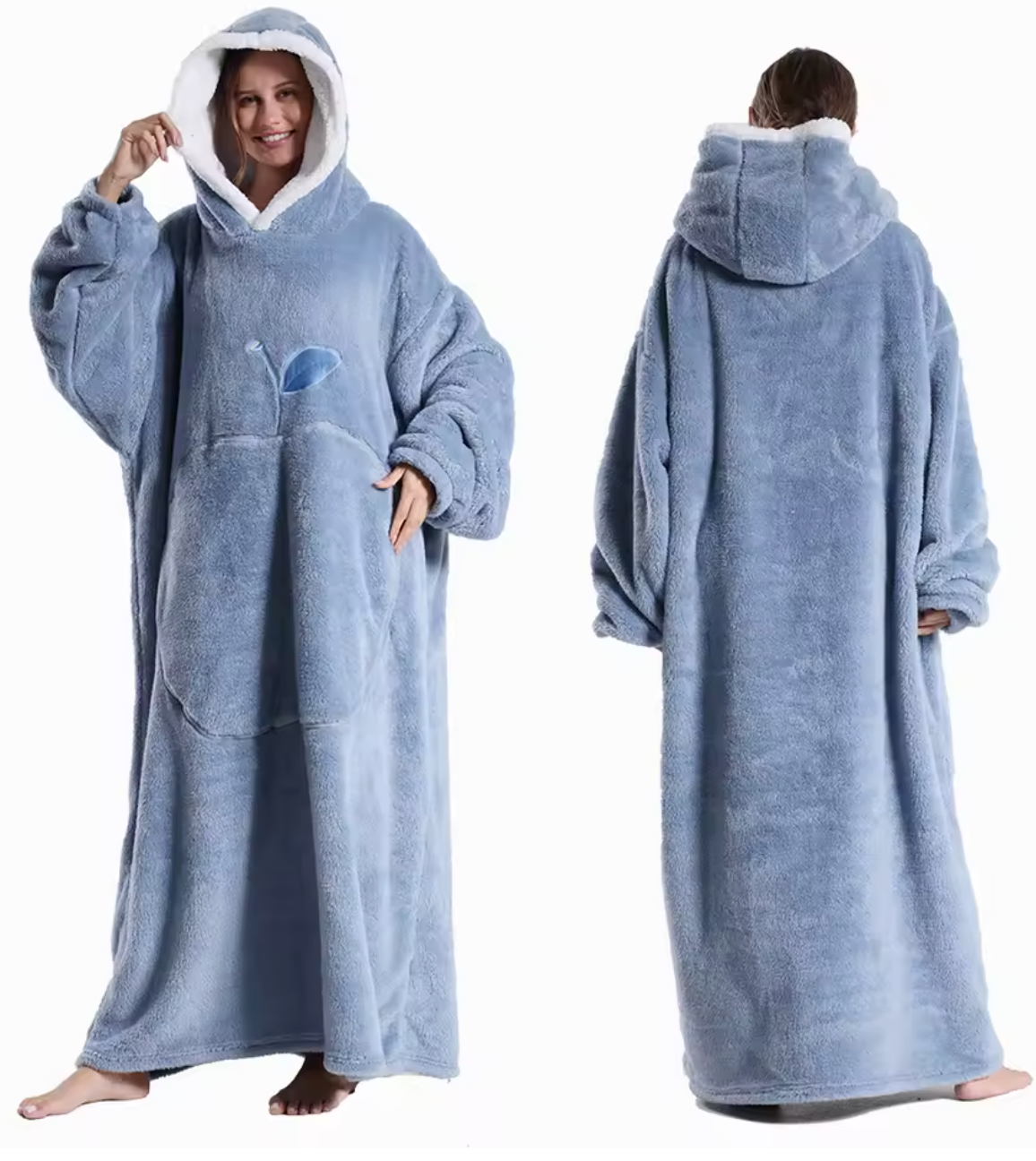 Tragbare Kapuzen-Decke mit Ärmeln – Extra Lang Oversize TV-Decke aus Plüsch für Damen und Herren