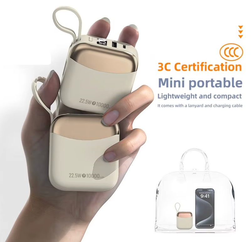 Mini Powerbank 10000 mAh – 66 W Schnellladung – USB-C – zertifizierter externer Akku