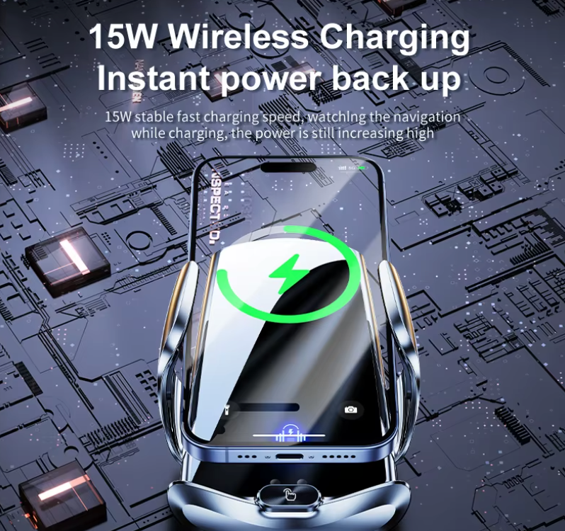 Automatische Auto-Handyhalterung mit kabelloser Ladestation – Kfz-Telefonhalter mit Quick-Release-Funktion