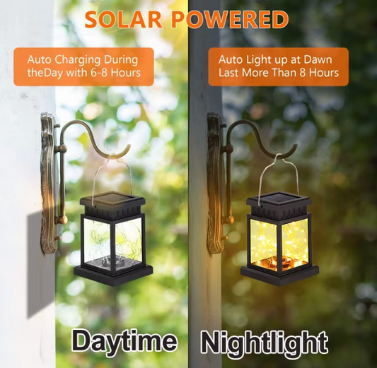 Solar LED Außenlaterne mit Kerzenlicht Effekt – Dekorative Boden- & Hängelaterne für Garten und Terrasse