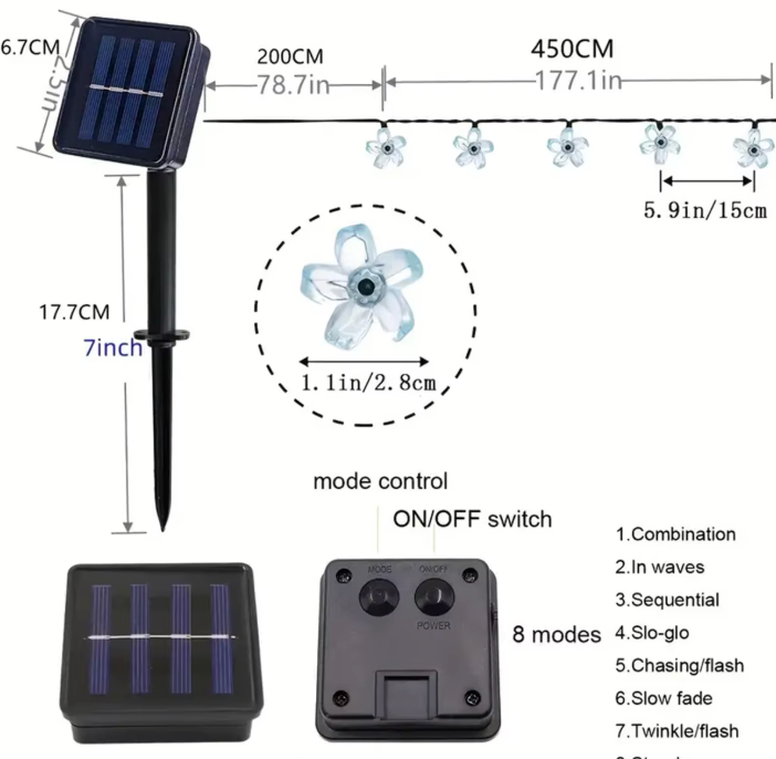 Solar Blume LED Lichterkette – Fee Lichter für Garten & Außenbereich