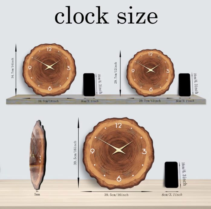 Holzring Wanduhr aus Bambus & Holz – Geräuschlose Wanduhr mit natürlicher Holzstruktur
