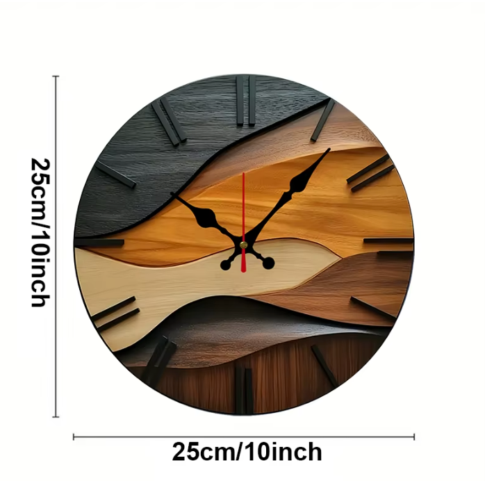 Runde Holz Wanduhr im nordischen Stil – Geräuschlose Quarzuhr für Wohnzimmer & Büro