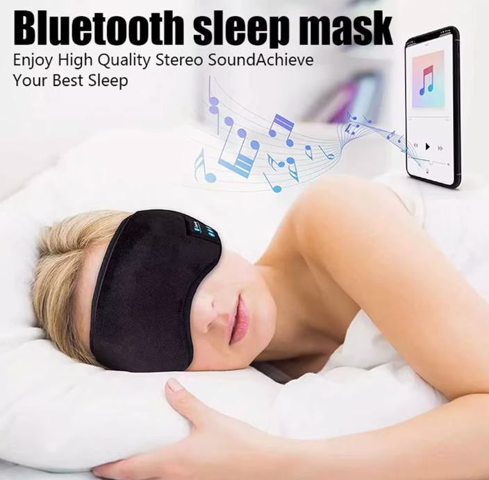 Bluetooth Sleep Headband with Built-in Headphones - Elastic Sports Headset with Eye Mask, Bluetooth 5.0
