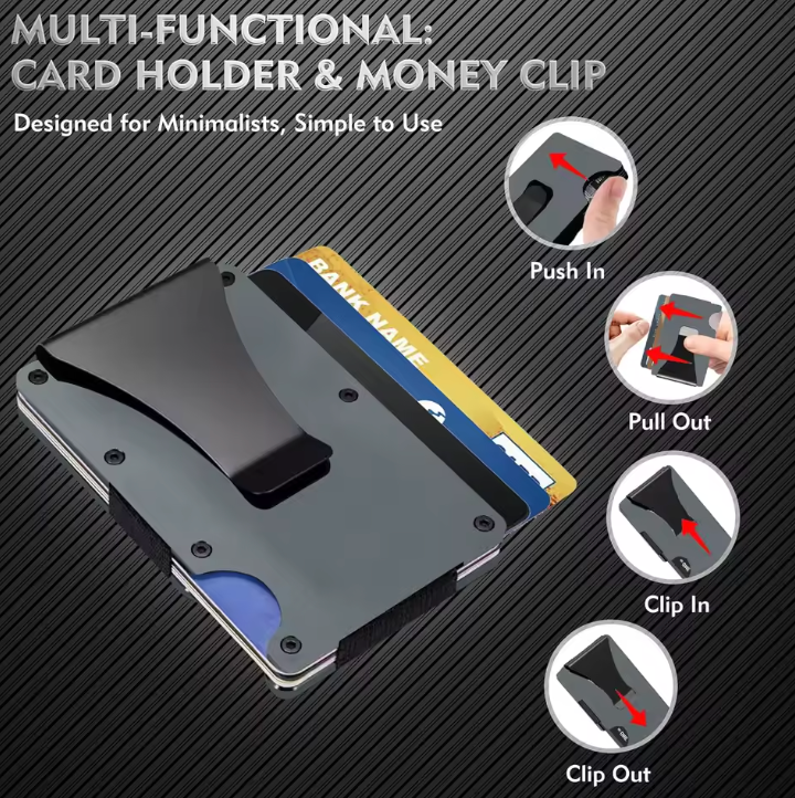 Slim RFID Portemonnaie für Damen und Herren aus Aluminium und Nylon mit Geldclip