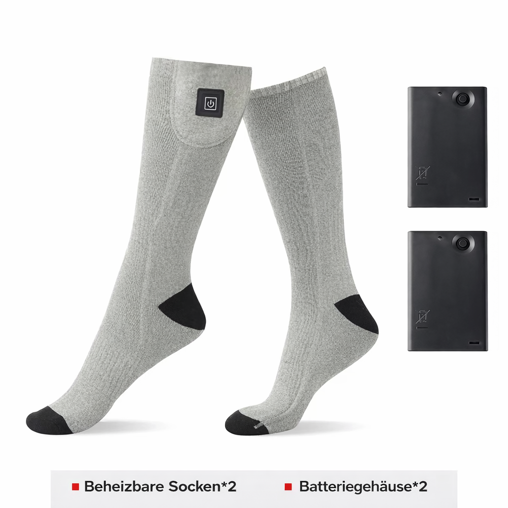 Beheizbare Socken, elektrisch beheizt mit wiederaufladbarem Akku für Winter & Outdoor und Skifahren