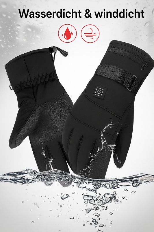 Beheizte Winter Handschuhe, Wasserdicht mit Touchscreen – Wiederaufladbare Thermo-Handschuhe aus Nylon & PU für Damen und Herren