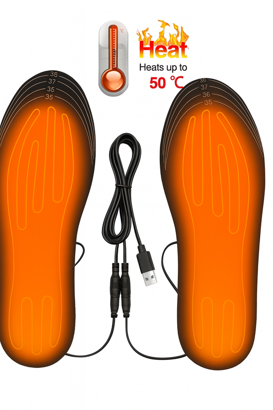 USB Beheizbare Sohlen – Waschbare Thermo-Schuheinlagen 40–50°C Heizsohlen| Unisex, Zuschneidbar