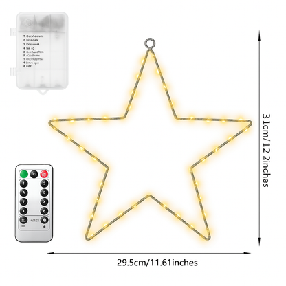 LED Stern Lichterkette – Fünfzackiger Leuchtstern mit 8 Modi & Timer | Warmweiß, Batteriebetrieben, Fensterdeko Innen & Außen