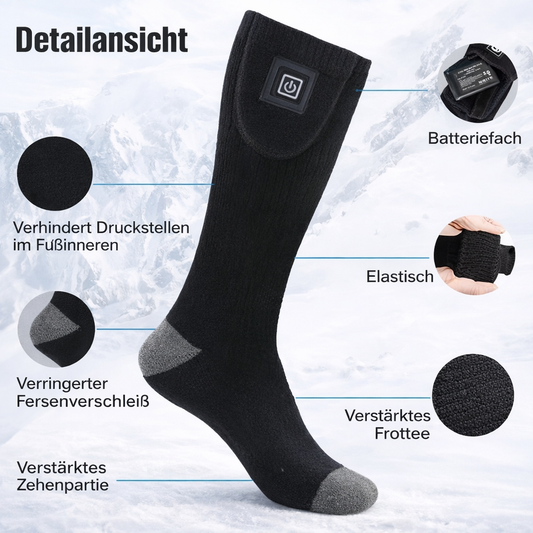Beheizbare Socken, elektrisch beheizt mit wiederaufladbarem Akku für Winter & Outdoor und Skifahren