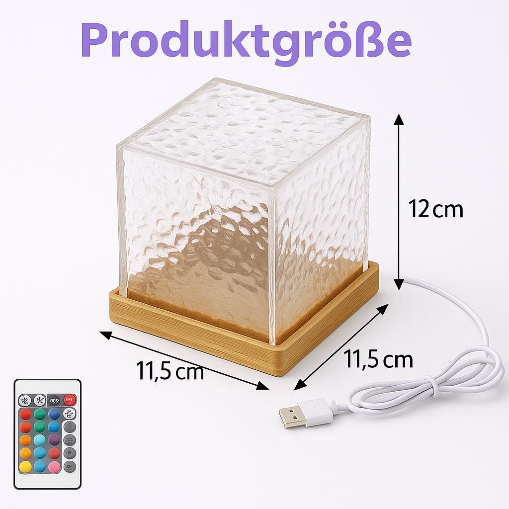 Kristall RGB Tischlampe – 16-Farb-LED Stimmungslicht mit Fernbedienung & 3D-Lichteffekt