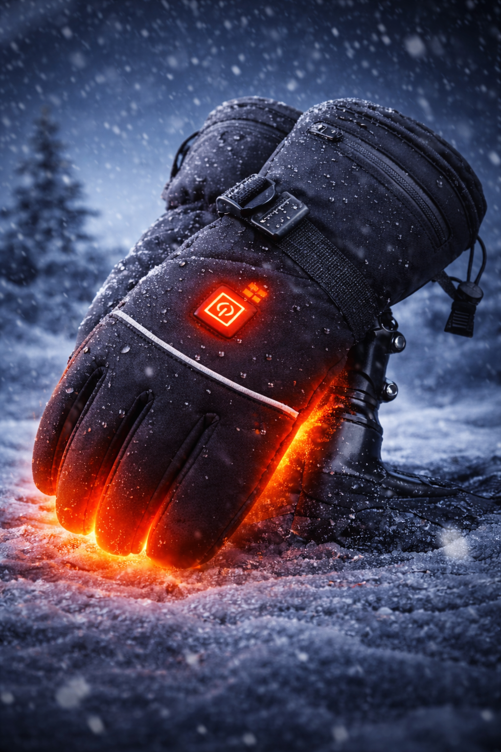 Uppvärmda vinterhandskar, vattentäta med pekskärm - uppladdningsbara termohandskar av nylon & PU för män och kvinnor