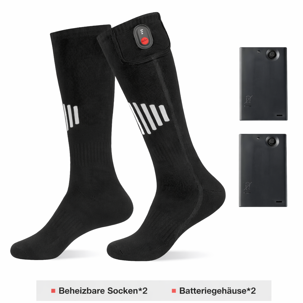 Beheizbare Socken, elektrisch beheizt mit wiederaufladbarem Akku für Winter & Outdoor und Skifahren