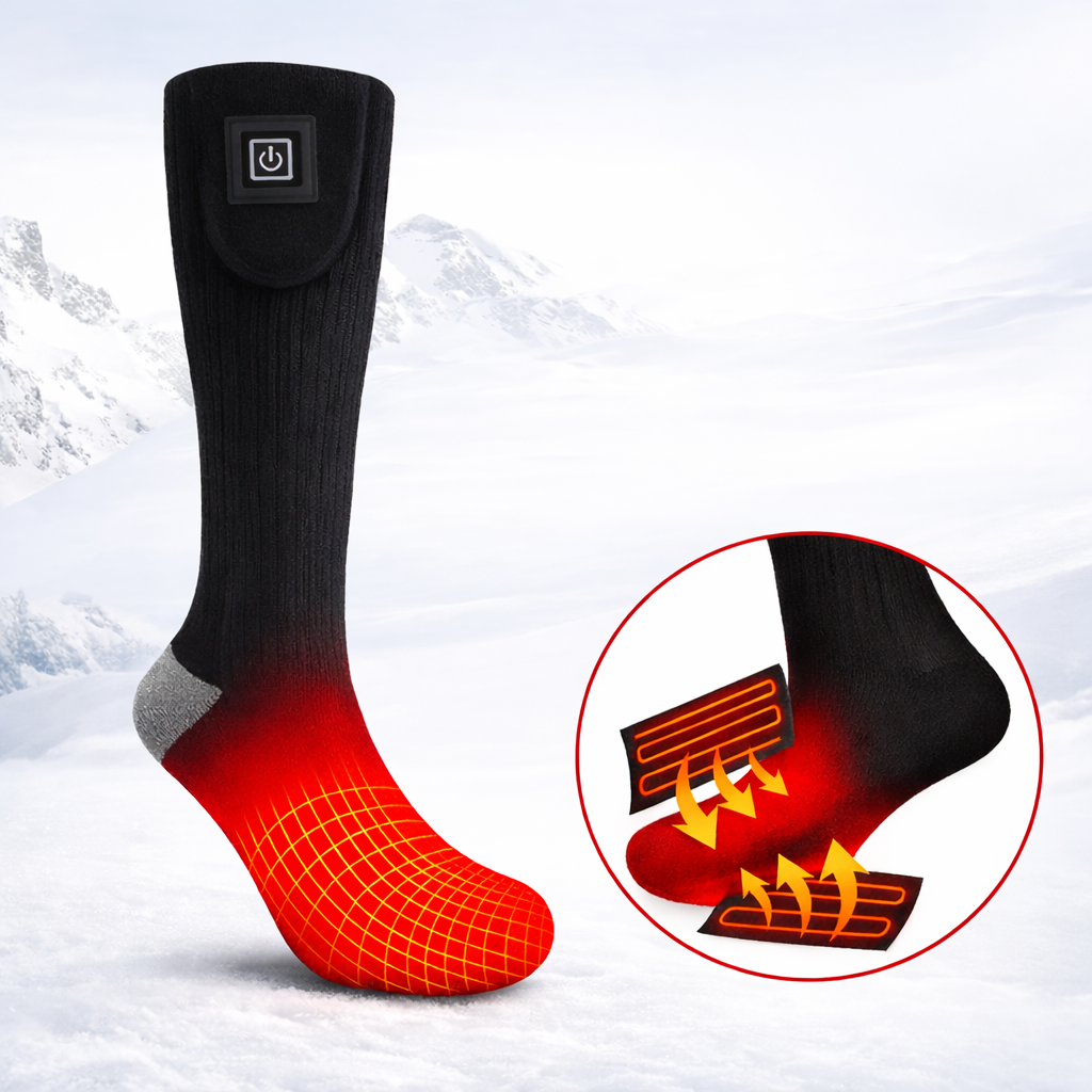 Beheizbare Socken, elektrisch beheizt mit wiederaufladbarem Akku für Winter & Outdoor und Skifahren