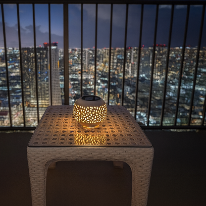Solar Ambient Tischlaterne – Metall-LED-Lampe für Garten & Terrasse
