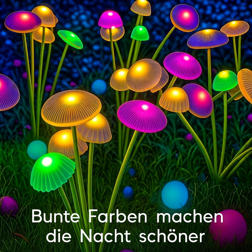 Solar Quallen Gartenlichter – 6-LED Pilz Bodenstecker mit 600 mAh Akku, atmosphärische Außenbeleuchtung für Garten & Rasen