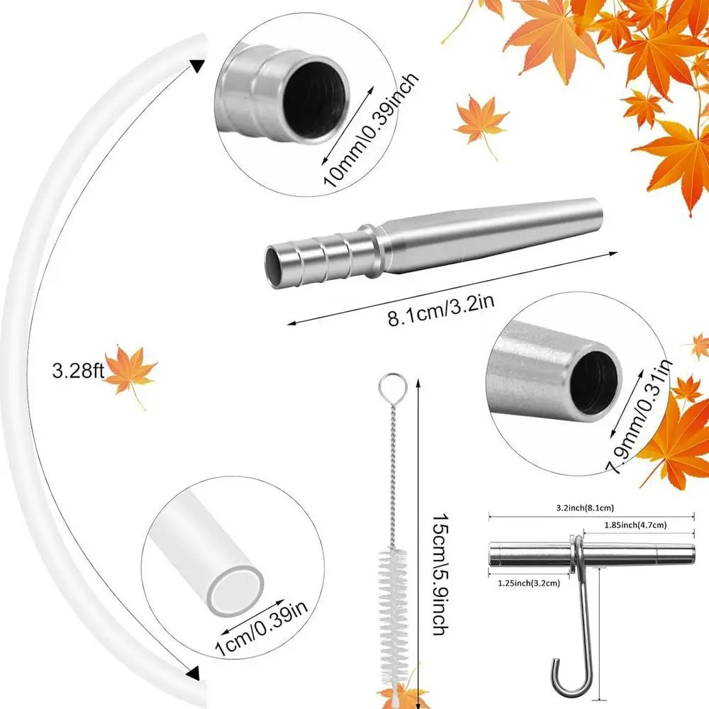 Ahornbaum-Pfahlset | Edelstahl-Anzapfhähne mit Flexiblen Schläuchen | Effizientes Set für Die Sirupherstellung 2