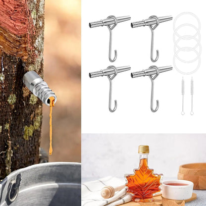 Ahornbaum-Pfahlset | Edelstahl-Anzapfhähne mit Flexiblen Schläuchen | Effizientes Set für Die Sirupherstellung 4