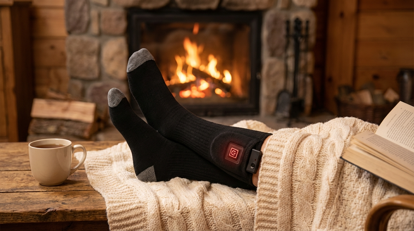 Beheizbare Socken, elektrisch beheizt mit wiederaufladbarem Akku für Winter & Outdoor und Skifahren