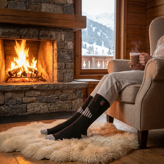 Beheizbare Socken, elektrisch beheizt mit wiederaufladbarem Akku für Winter & Outdoor und Skifahren