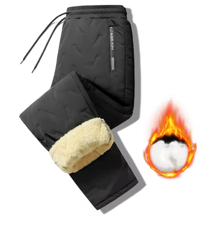 Unisex Winter Thermo Jogginghose mit Plüschfutter – Warme, Gerade Freizeithose mit Kordelzug