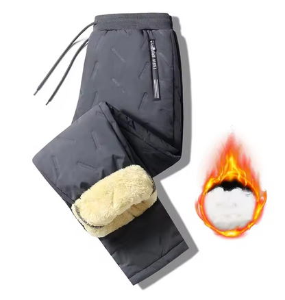 Unisex Winter Thermo Jogginghose mit Plüschfutter – Warme, Gerade Freizeithose mit Kordelzug