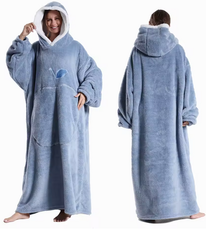 Tragbare Kapuzen-Decke mit Ärmeln – Extra Lang Oversize TV-Decke aus Plüsch für Damen und Herren