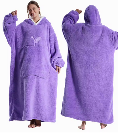 Tragbare Kapuzen-Decke mit Ärmeln – Extra Lang Oversize TV-Decke aus Plüsch für Damen und Herren