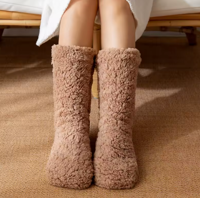 Kuschelige Damen Winter Thermosocken mit Samtfutter – Verdickte, Rutschfeste Kuschelsocken für Zuhause