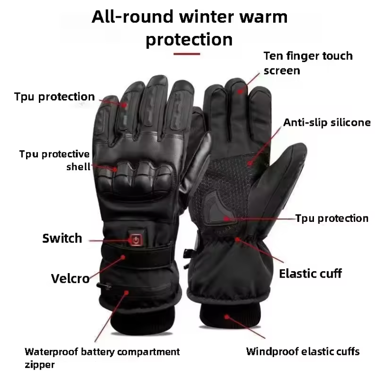 HeatRide - Elektrisch verwarmde winterhandschoenen - Waterdicht, touchscreen en 3 warmte-instellingen