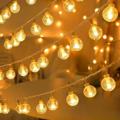 LED Lichterkette mit Blasenkugeln – Warmes, Blaues oder Mehrfarbiges Licht – Batterie- oder USB-Betrieb – Innenbereich