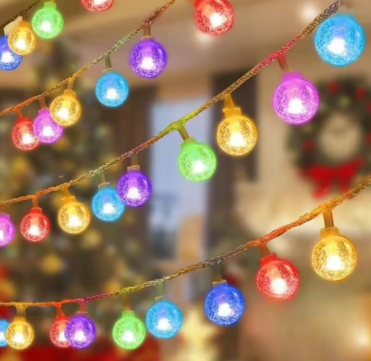 LED Lichterkette mit Blasenkugeln – Warmes, Blaues oder Mehrfarbiges Licht – Batterie- oder USB-Betrieb – Innenbereich
