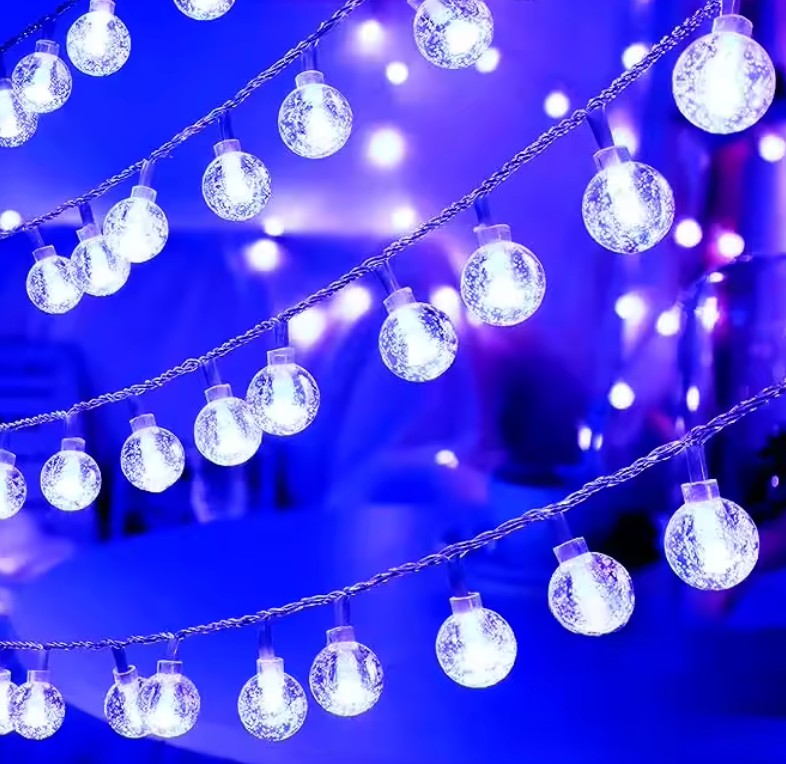 LED Lichterkette mit Blasenkugeln – Warmes, Blaues oder Mehrfarbiges Licht – Batterie- oder USB-Betrieb – Innenbereich
