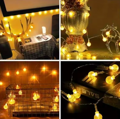 LED Lichterkette mit Blasenkugeln – Warmes, Blaues oder Mehrfarbiges Licht – Batterie- oder USB-Betrieb – Innenbereich