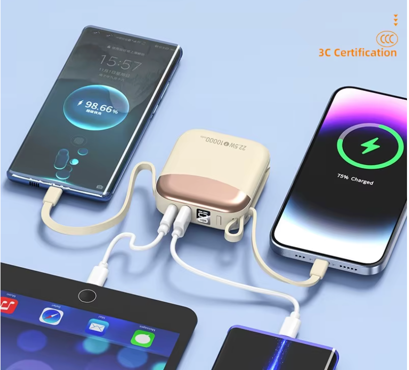Mini Powerbank 10000 mAh – 66 W Schnellladung – USB-C – zertifizierter externer Akku