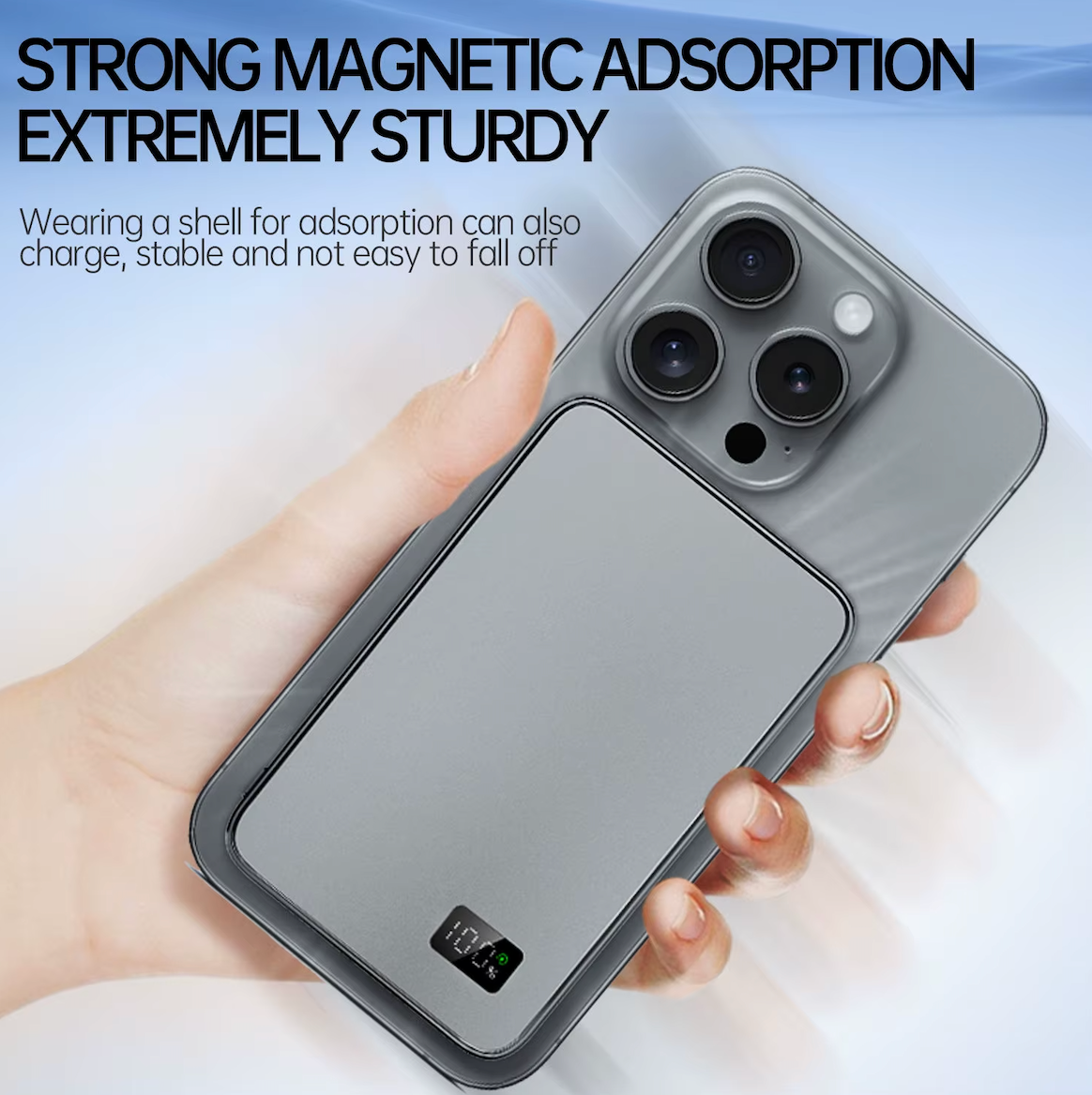 Ultradünne MagSafe Powerbank 10000 mAh – Magnetische kabellose Schnellladung – Tragbarer Akku