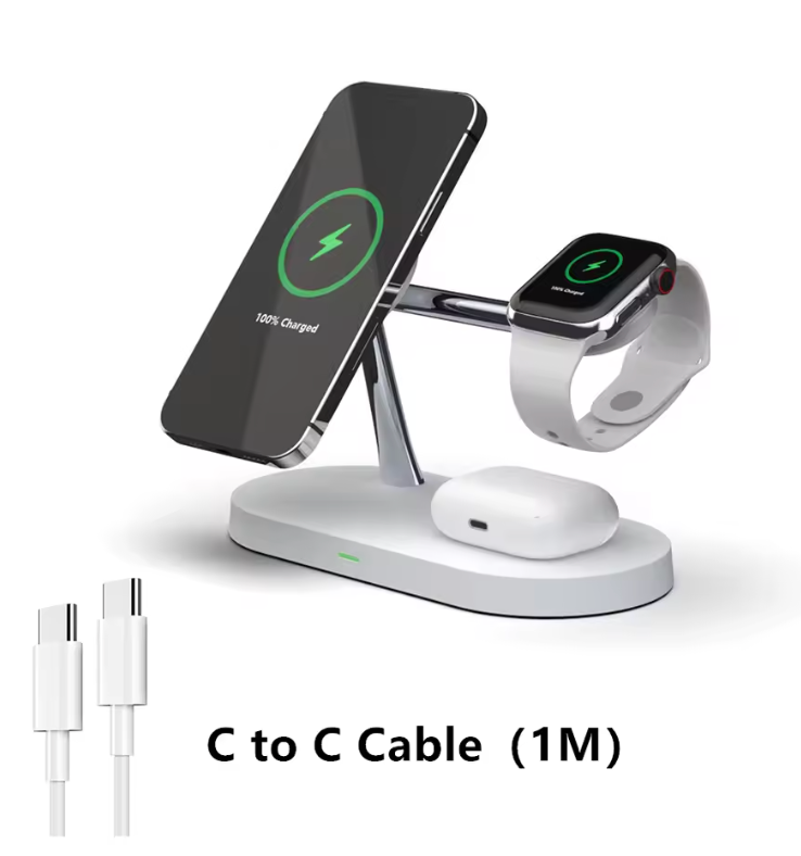 3-in-1 Kabellose Ladestation mit Magnetfunktion – Wireless Ladeständer für iPhone 12–17, Apple Watch & AirPods