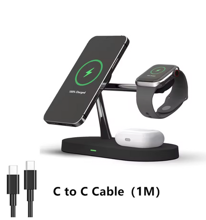 3-in-1 Kabellose Ladestation mit Magnetfunktion – Wireless Ladeständer für iPhone 12–17, Apple Watch & AirPods