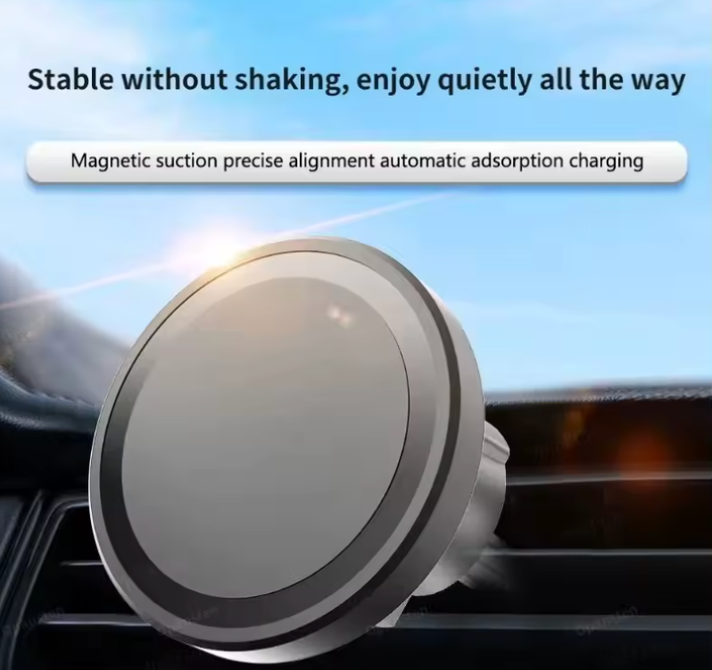 30 W Magnetisches Kabelloses Auto-Ladegerät mit Lüftungsklammer – Wireless Kfz-Handyhalter mit Schnellladefunktion