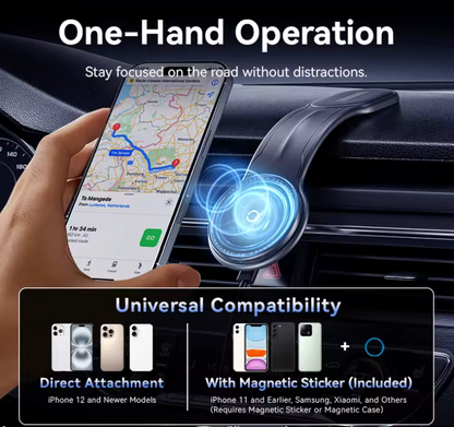 Magnetische Auto-Handyhalterung mit 15 W kabellosem Ladegerät – Flexible Kfz-Halterung für Armaturenbrett & Mittelkonsole