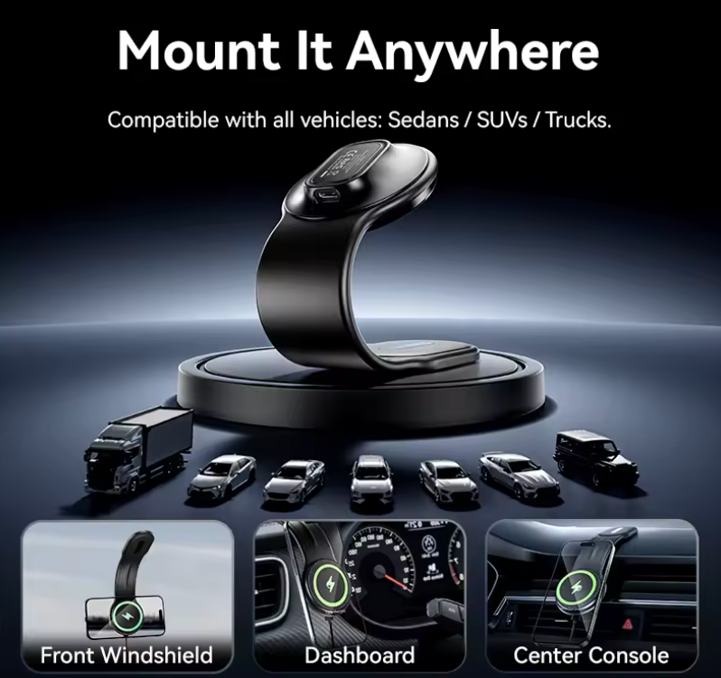 Magnetische Auto-Handyhalterung mit 15 W kabellosem Ladegerät – Flexible Kfz-Halterung für Armaturenbrett & Mittelkonsole