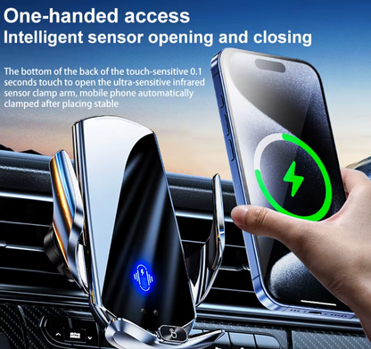 Automatische Auto-Handyhalterung mit kabelloser Ladestation – Kfz-Telefonhalter mit Quick-Release-Funktion
