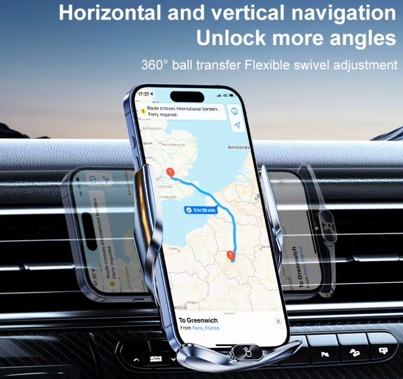 Automatische Auto-Handyhalterung mit kabelloser Ladestation – Kfz-Telefonhalter mit Quick-Release-Funktion