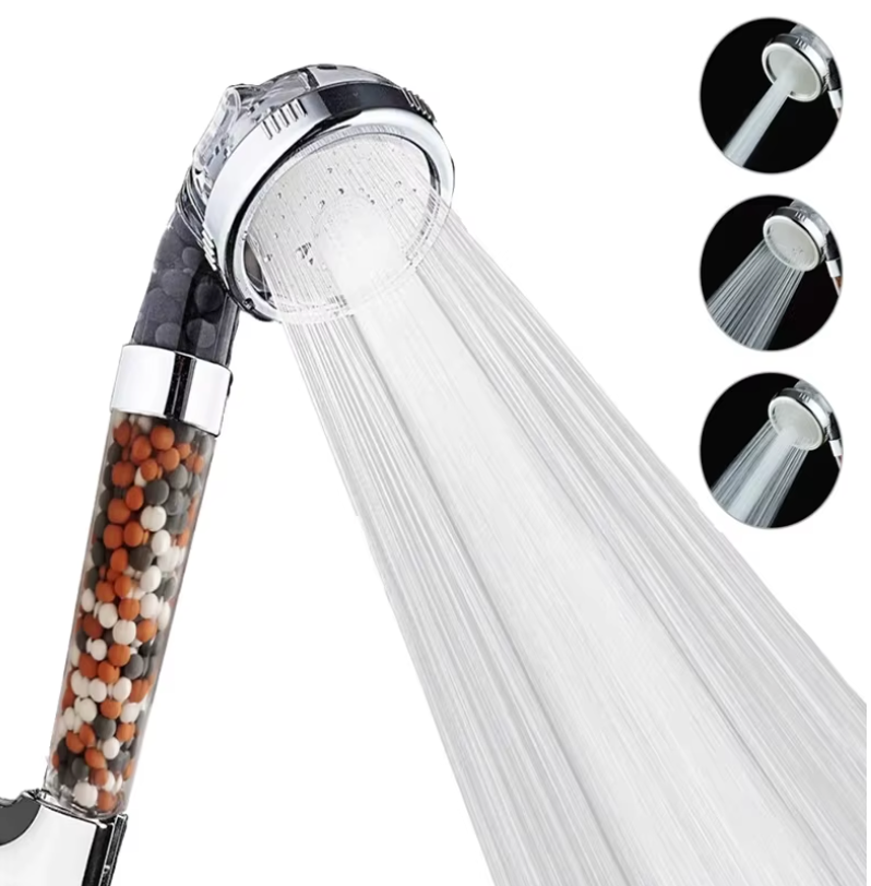 3-Funktionen Hochdruck-SPA-Duschkopf mit Anionenfilter – Wassersparende Handbrause mit Regeneffekt