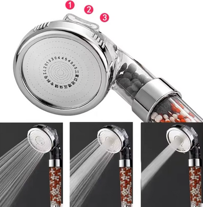 3-Funktionen Hochdruck-SPA-Duschkopf mit Anionenfilter – Wassersparende Handbrause mit Regeneffekt