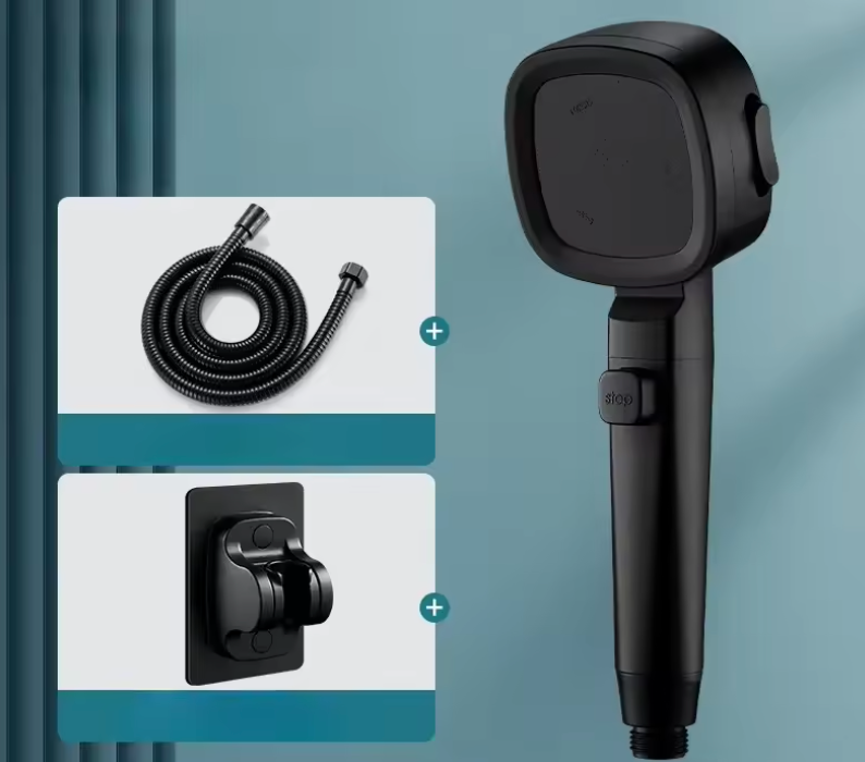 Hochdruck-Duschkopf wassersparend – 3-Modi Handbrause mit Ein-Knopf-Wasserstopp