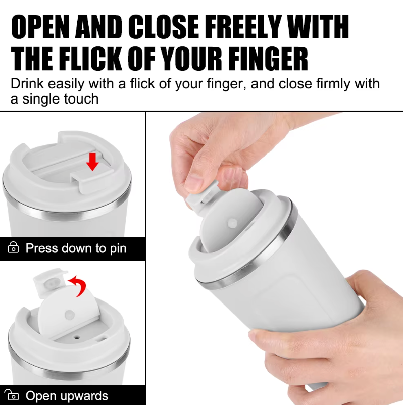 Thermo Café Thermobecher aus Edelstahl – Auslaufsicherer Reisebecher 380 ml / 510 ml