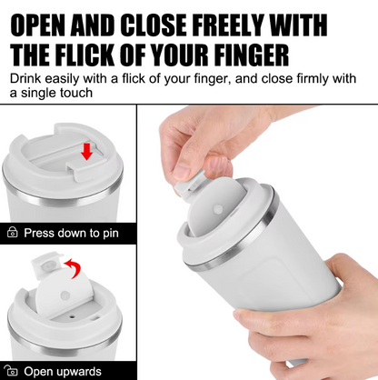 Thermo Café Thermobecher aus Edelstahl – Auslaufsicherer Reisebecher 380 ml / 510 ml